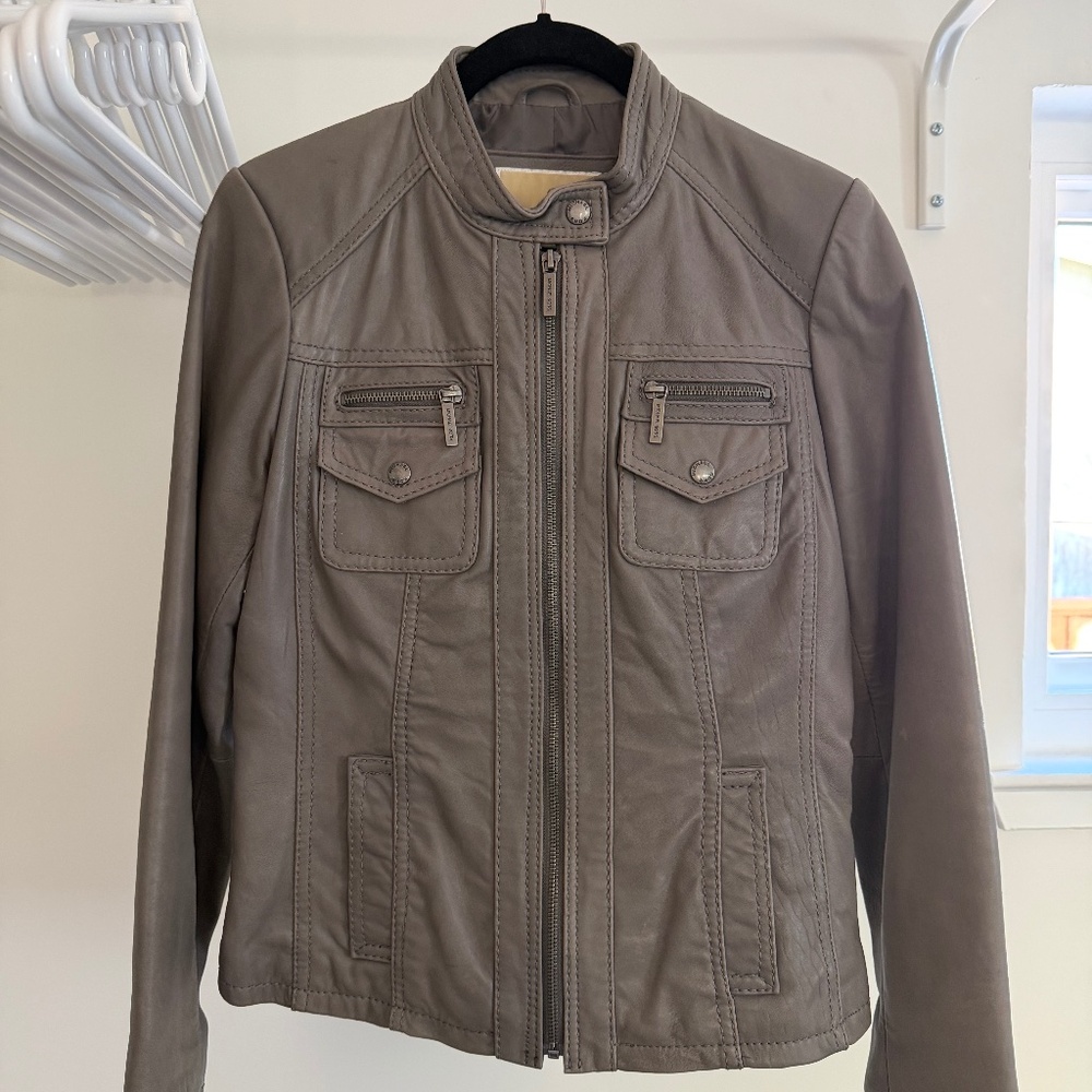 Michael Kors Grey Leather Jacket